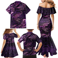 Aotearoa New Zealand Crocodile Family Matching Mermaid Dress and Hawaiian Shirt Silver Fern Maori Pattern