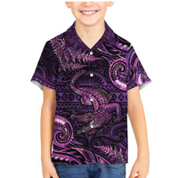 Aotearoa New Zealand Crocodile Family Matching Mermaid Dress and Hawaiian Shirt Silver Fern Maori Pattern