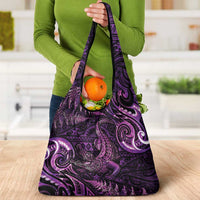 Aotearoa New Zealand Crocodile Grocery Bag Silver Fern Maori Pattern