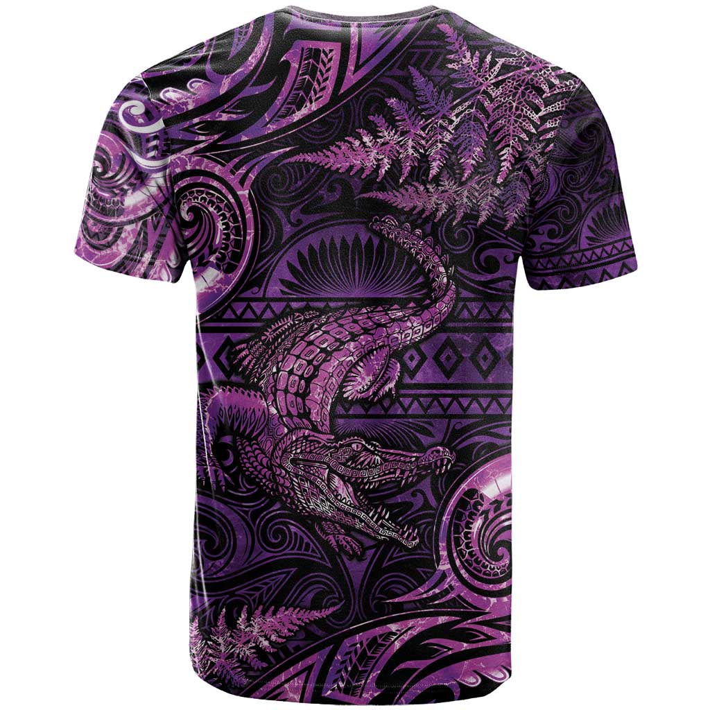 Aotearoa New Zealand Crocodile T Shirt Silver Fern Maori Pattern LT05 - Polynesian Pride