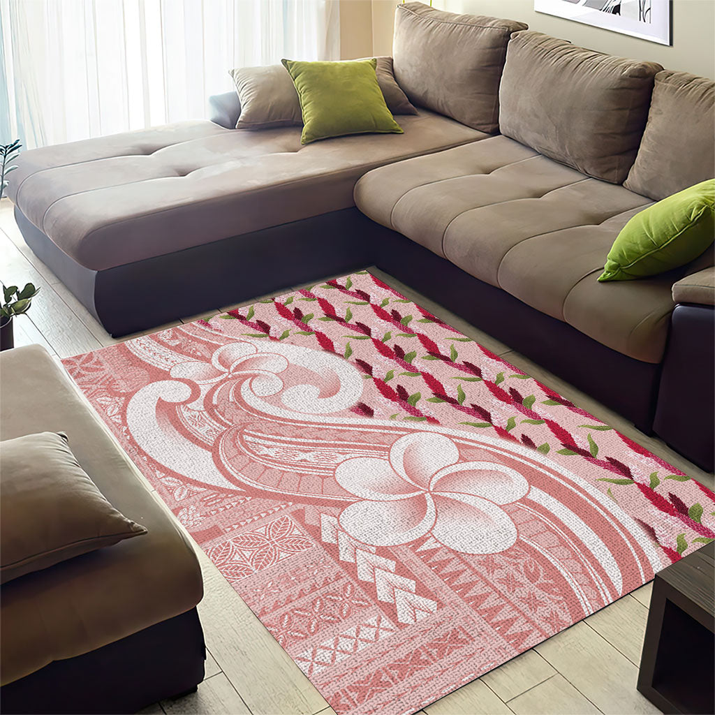 Samoa Teuila Area Rug Pink Samoan Siapo Motifs LT05 - Polynesian Pride