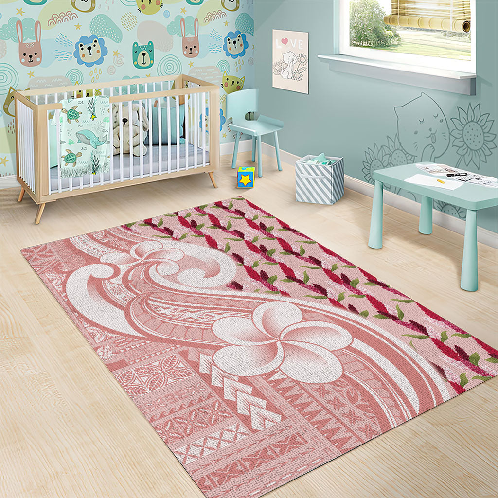 Samoa Teuila Area Rug Pink Samoan Siapo Motifs LT05 - Polynesian Pride