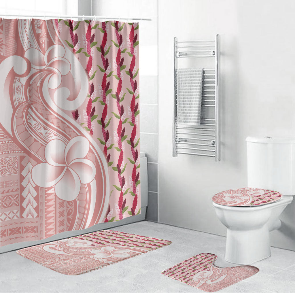 Samoa Teuila Bathroom Set Pink Samoan Siapo Motifs LT05 Bathroom Set (4 pcs) Pink - Polynesian Pride