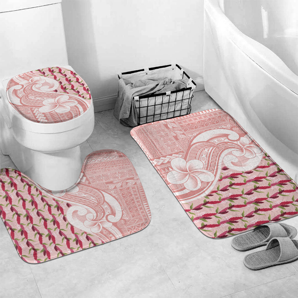 Samoa Teuila Bathroom Set Pink Samoan Siapo Motifs LT05 Mat Set Only (3 pcs) One Size Pink - Polynesian Pride