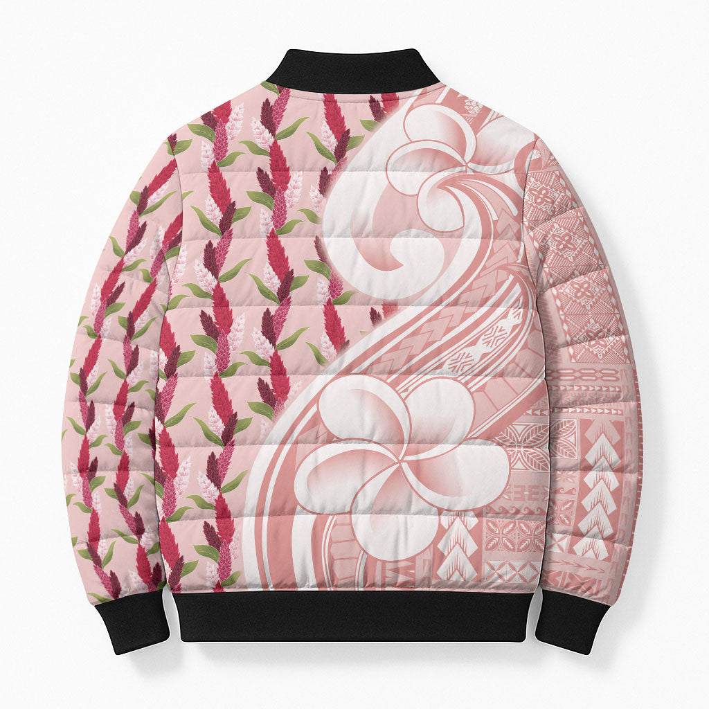 Samoa Teuila Bomber Puffer Jacket Pink Samoan Siapo Motifs LT05 - Polynesian Pride