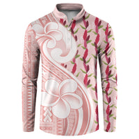 Samoa Teuila Button Sweatshirt Pink Samoan Siapo Motifs LT05 Pink - Polynesian Pride