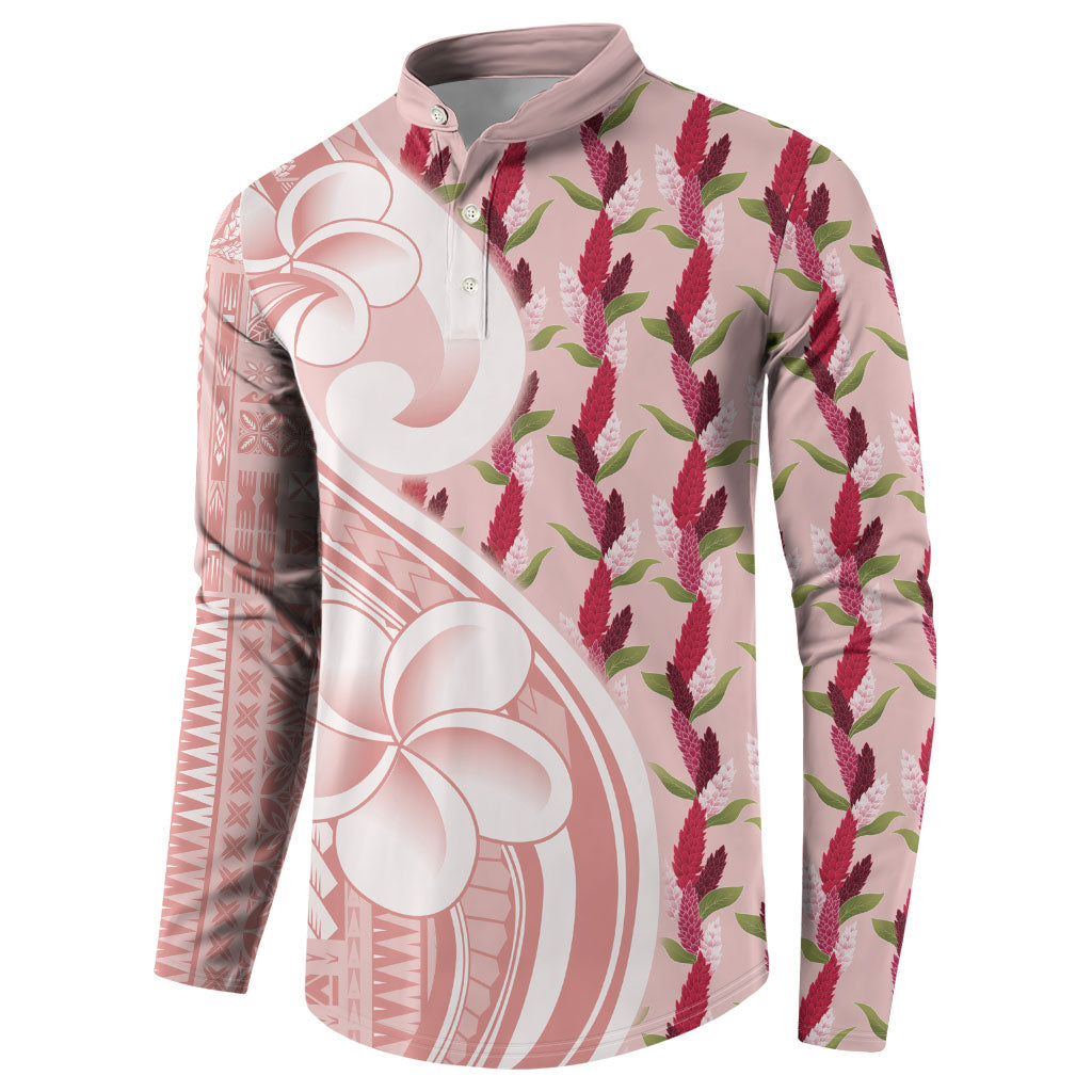 Samoa Teuila Button Sweatshirt Pink Samoan Siapo Motifs LT05 - Polynesian Pride