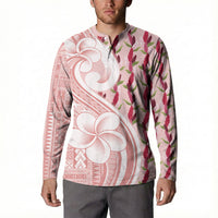 Samoa Teuila Button Sweatshirt Pink Samoan Siapo Motifs LT05 - Polynesian Pride