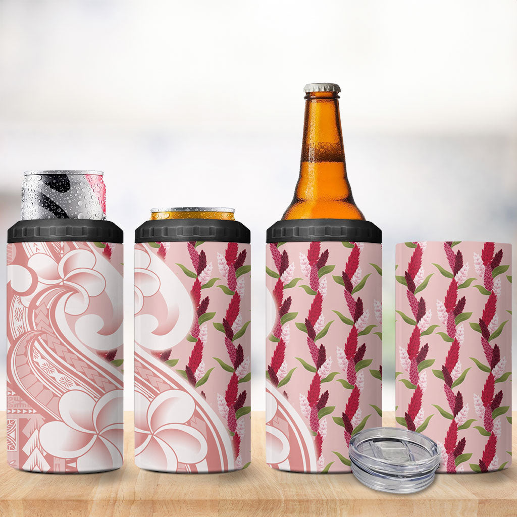 Samoa Teuila 4 in 1 Can Cooler Tumbler Pink Samoan Siapo Motifs LT05 - Polynesian Pride