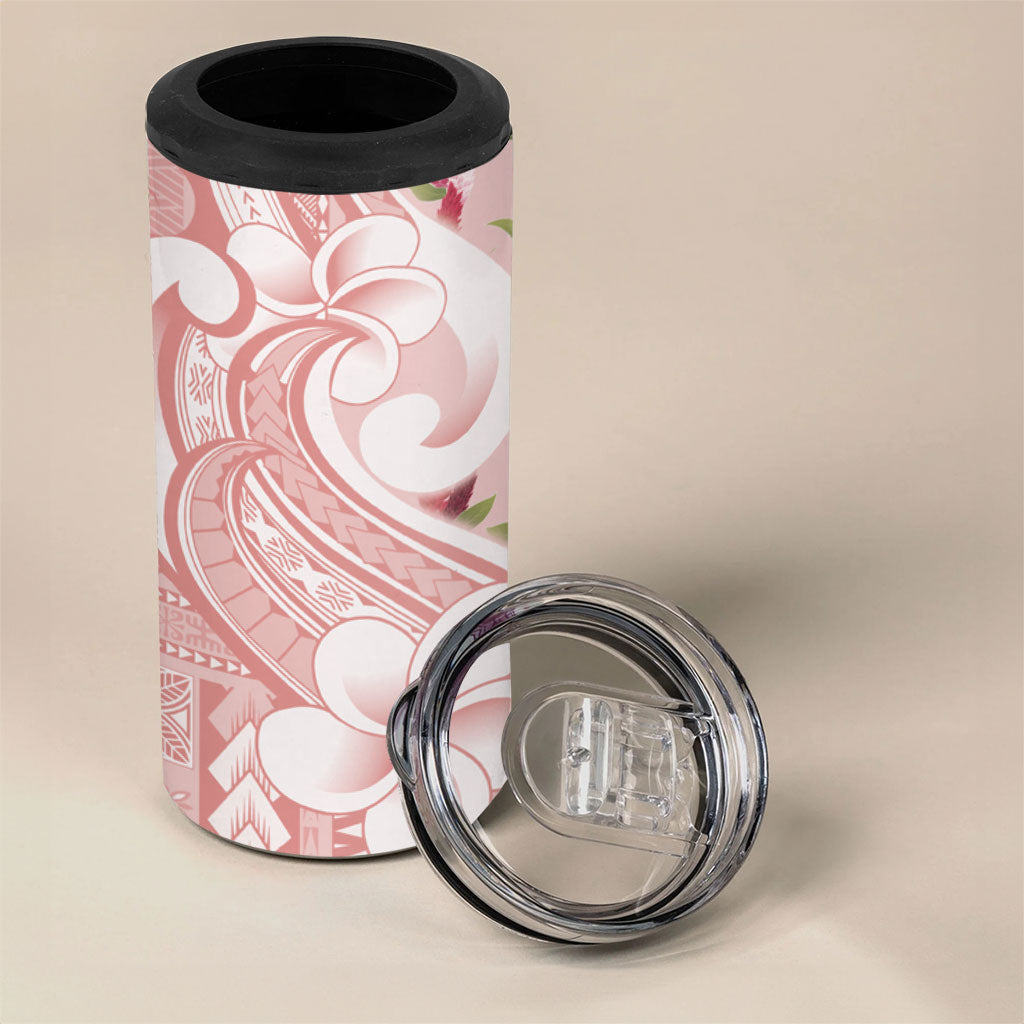Samoa Teuila 4 in 1 Can Cooler Tumbler Pink Samoan Siapo Motifs LT05 - Polynesian Pride