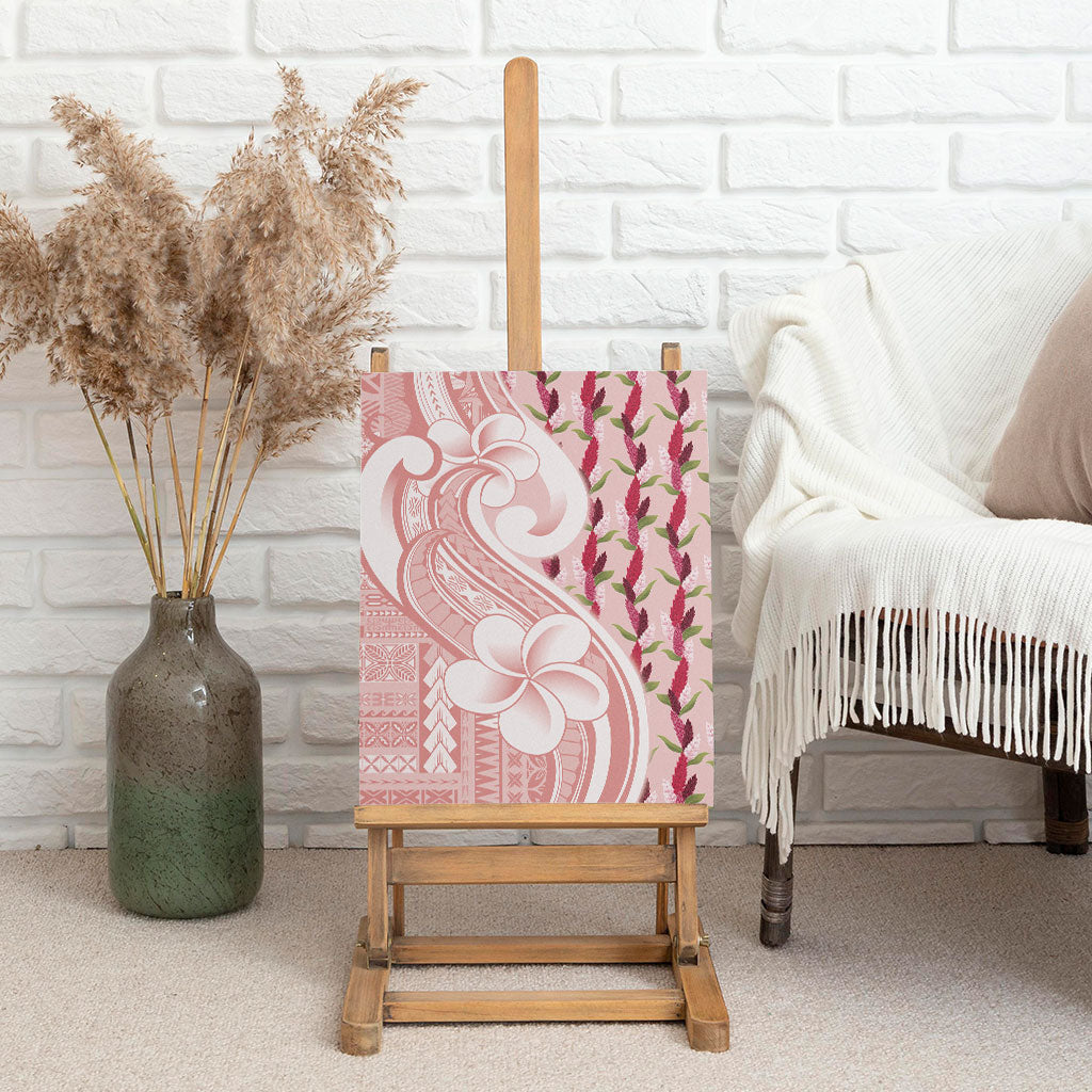Samoa Teuila Canvas Wall Art Pink Samoan Siapo Motifs LT05 - Polynesian Pride