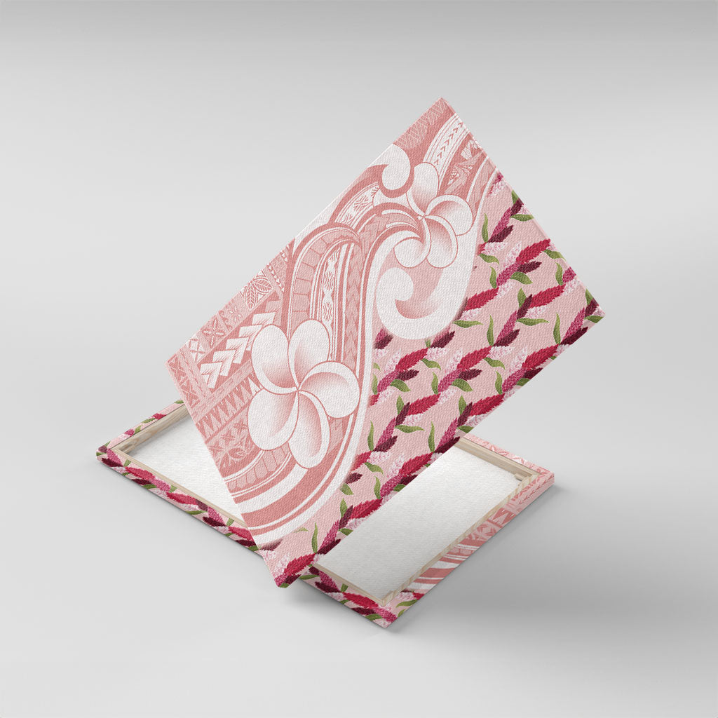 Samoa Teuila Canvas Wall Art Pink Samoan Siapo Motifs LT05 With Frame Pink - Polynesian Pride