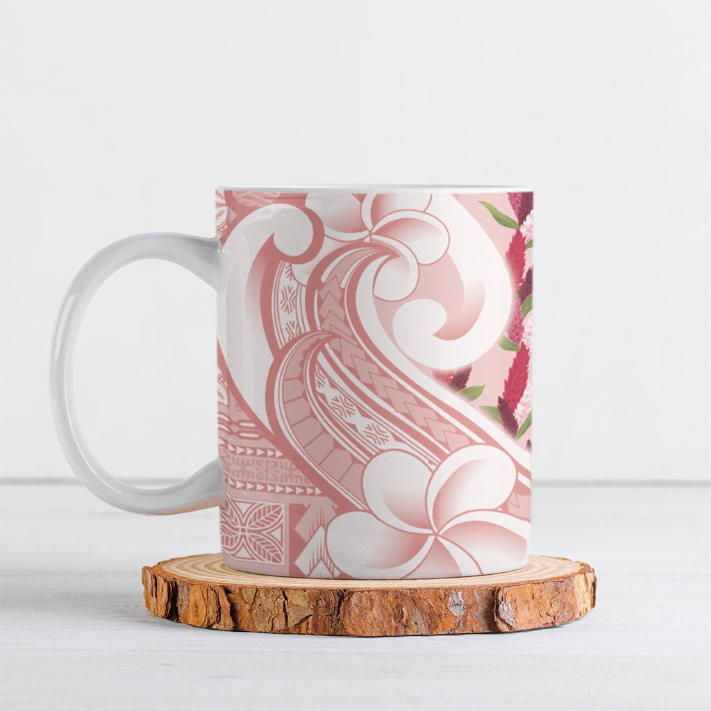 Samoa Teuila Ceramic Mug Pink Samoan Siapo Motifs LT05 Pink - Polynesian Pride