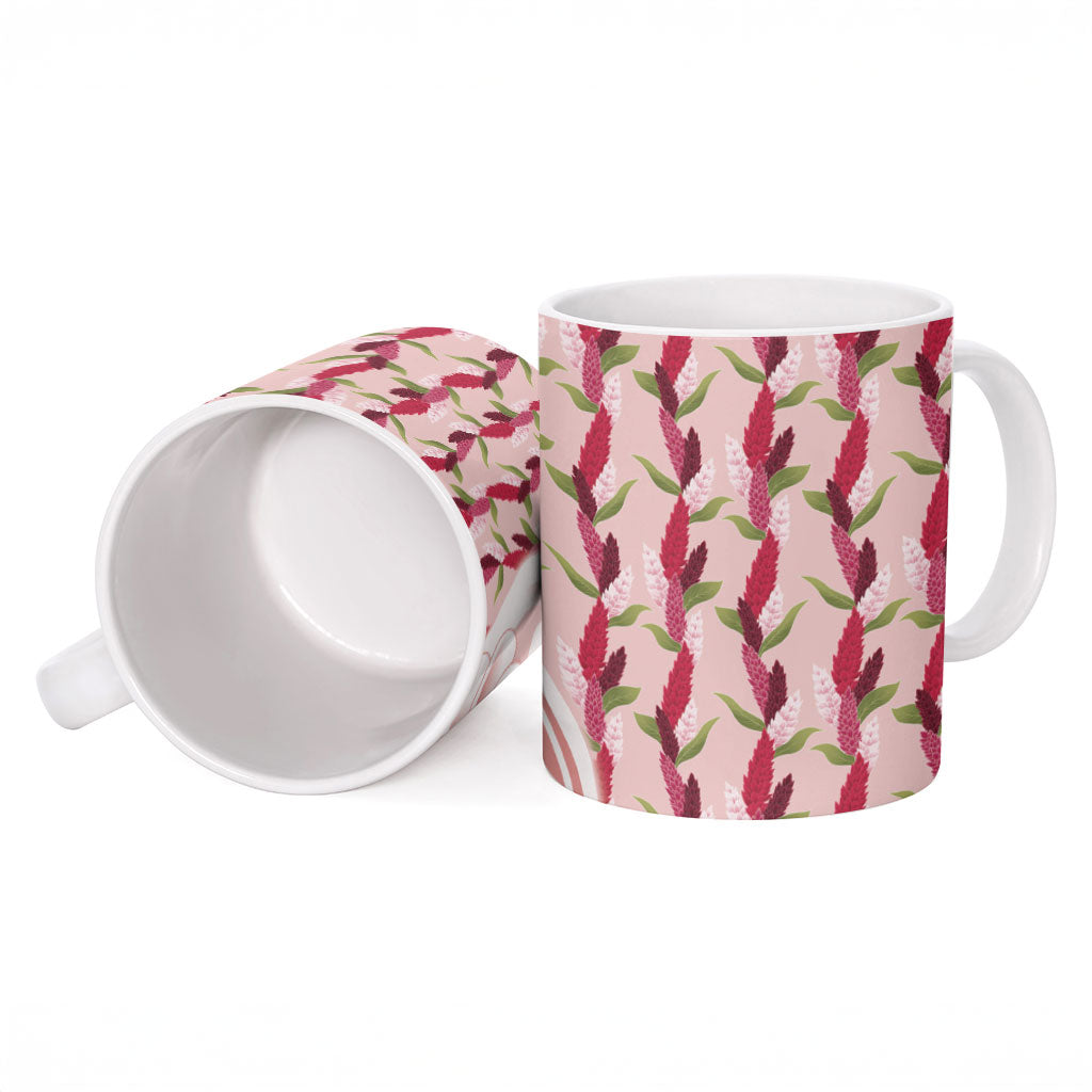 Samoa Teuila Ceramic Mug Pink Samoan Siapo Motifs LT05 - Polynesian Pride