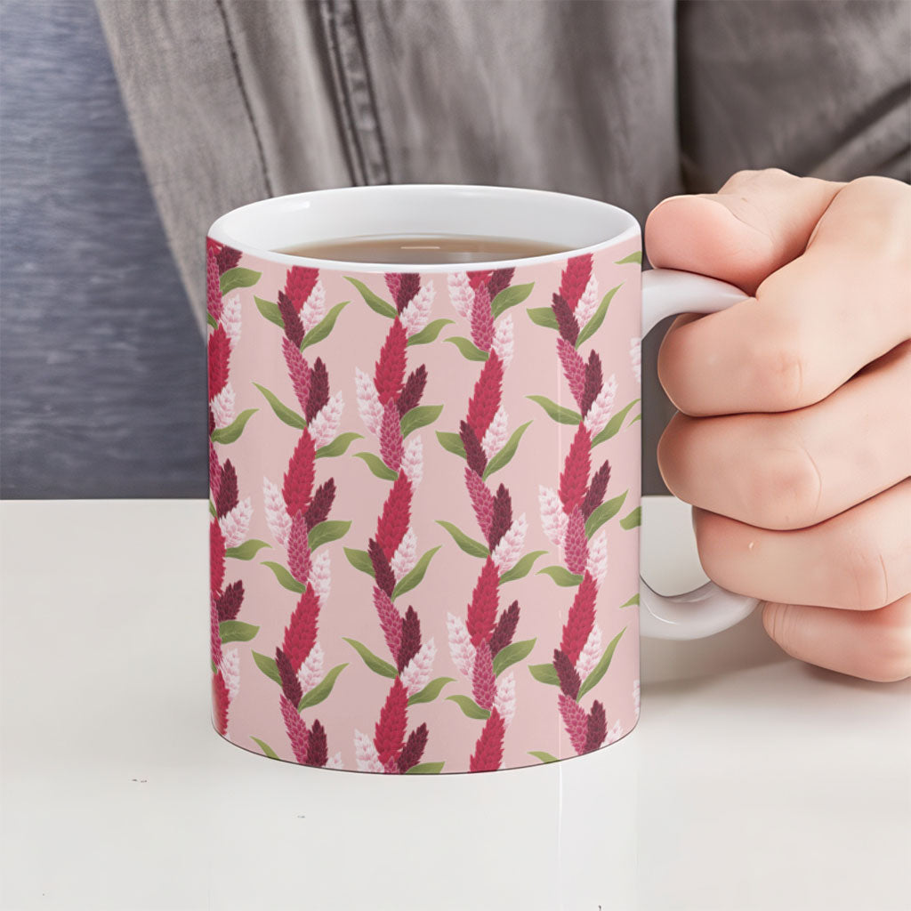 Samoa Teuila Ceramic Mug Pink Samoan Siapo Motifs LT05 - Polynesian Pride