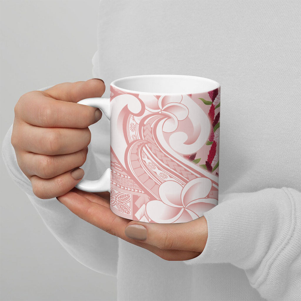 Samoa Teuila Ceramic Mug Pink Samoan Siapo Motifs LT05 - Polynesian Pride