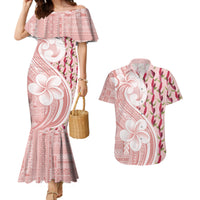 Samoa Teuila Couples Matching Mermaid Dress and Hawaiian Shirt Pink Samoan Siapo Motifs LT05 Pink - Polynesian Pride