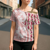 Samoa Teuila Cross Shoulder Shirt Pink Samoan Siapo Motifs LT05 - Polynesian Pride