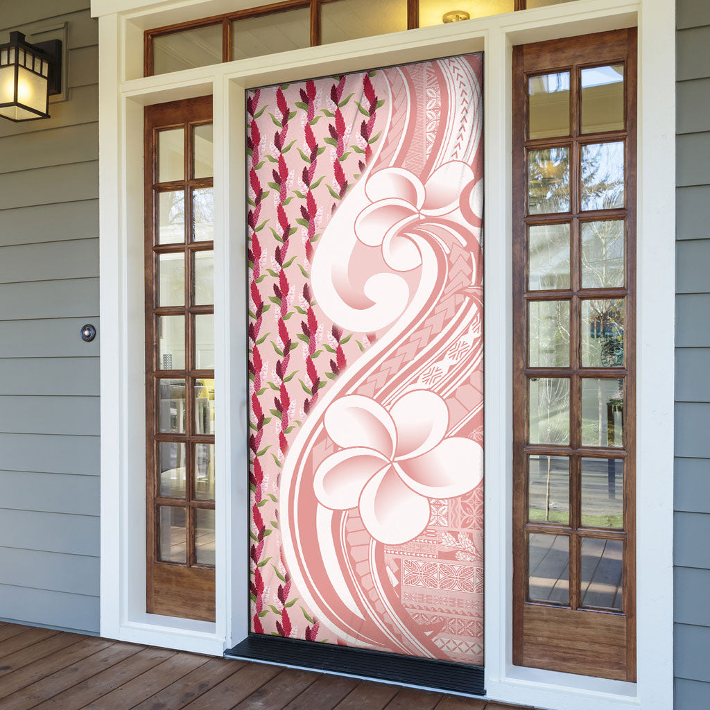 Samoa Teuila Door Cover Pink Samoan Siapo Motifs LT05 - Polynesian Pride