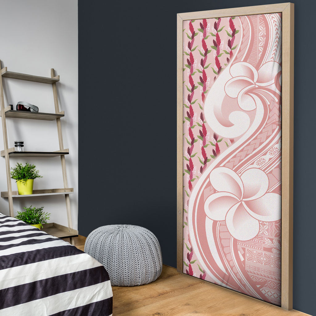 Samoa Teuila Door Cover Pink Samoan Siapo Motifs LT05 - Polynesian Pride