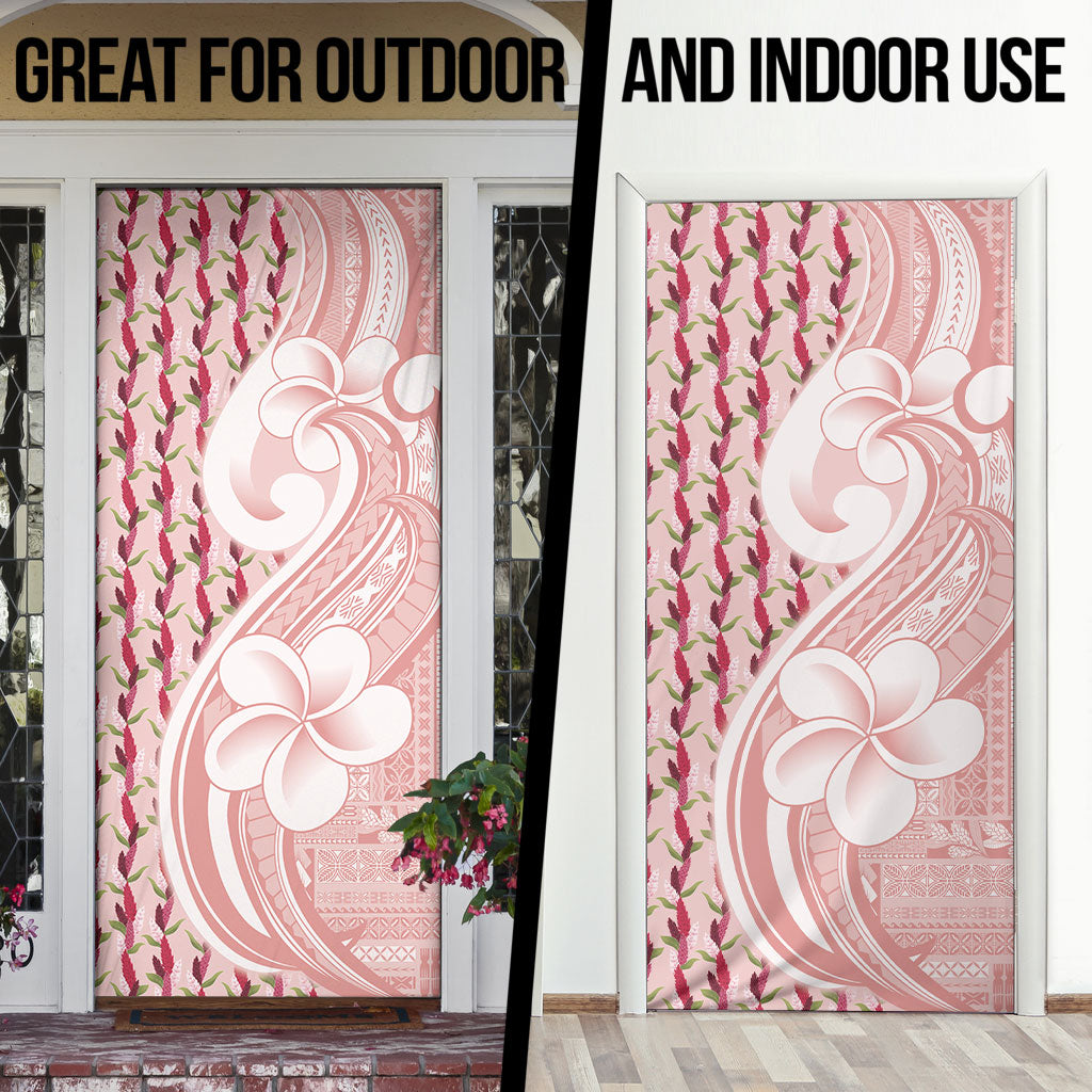 Samoa Teuila Door Cover Pink Samoan Siapo Motifs LT05 - Polynesian Pride