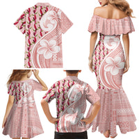 Samoa Teuila Family Matching Mermaid Dress and Hawaiian Shirt Pink Samoan Siapo Motifs LT05 - Polynesian Pride