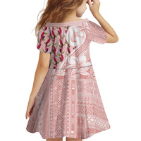 Samoa Teuila Family Matching Off The Shoulder Long Sleeve Dress and Hawaiian Shirt Pink Samoan Siapo Motifs LT05 - Polynesian Pride