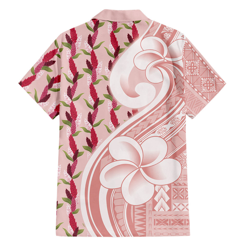 Samoa Teuila Family Matching Off The Shoulder Long Sleeve Dress and Hawaiian Shirt Pink Samoan Siapo Motifs LT05 - Polynesian Pride