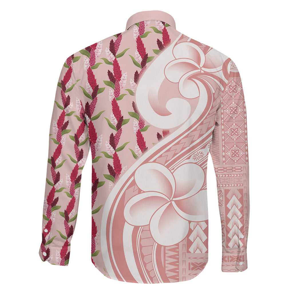 Samoa Teuila Family Matching Off Shoulder Short Dress and Hawaiian Shirt Pink Samoan Siapo Motifs LT05 - Polynesian Pride