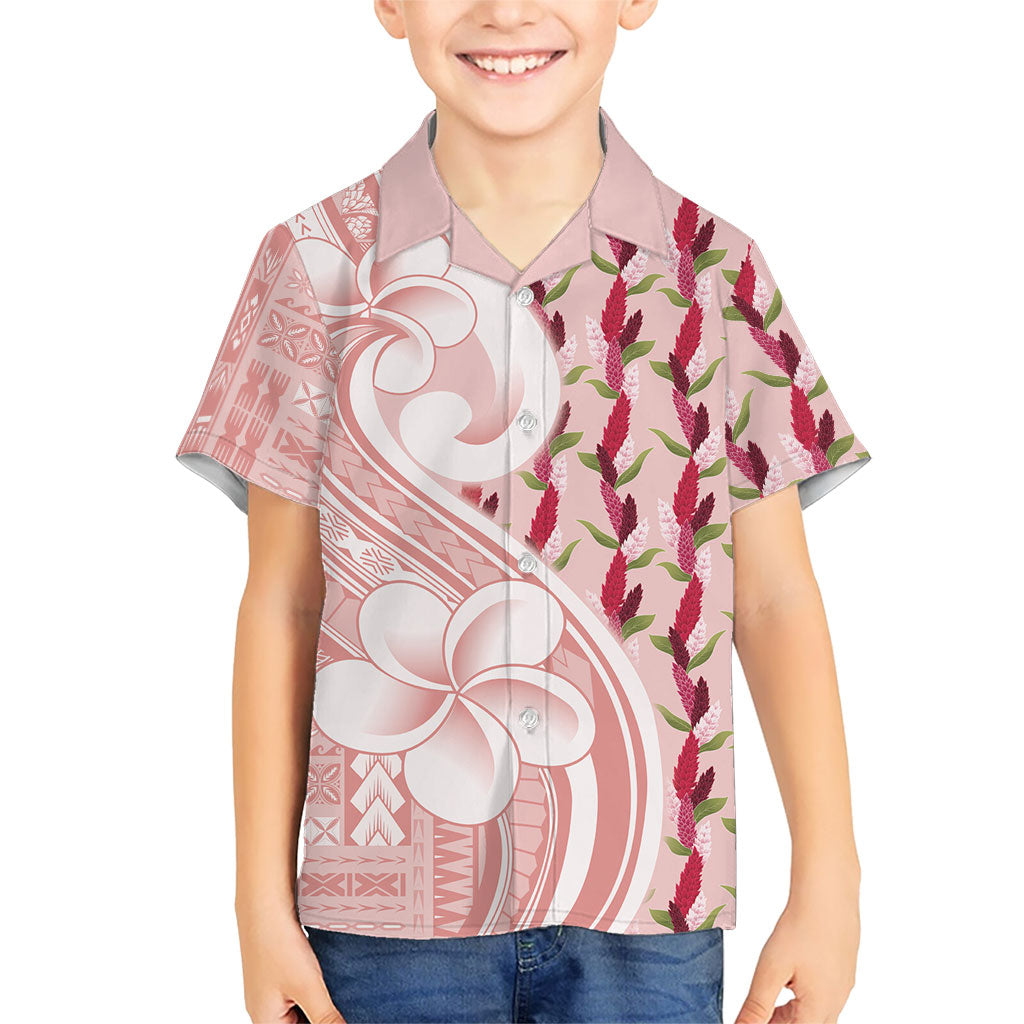 Samoa Teuila Family Matching Puletasi and Hawaiian Shirt Pink Samoan Siapo Motifs LT05 Son's Shirt Pink - Polynesian Pride