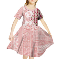 Samoa Teuila Kid Short Sleeve Dress Pink Samoan Siapo Motifs LT05 - Polynesian Pride