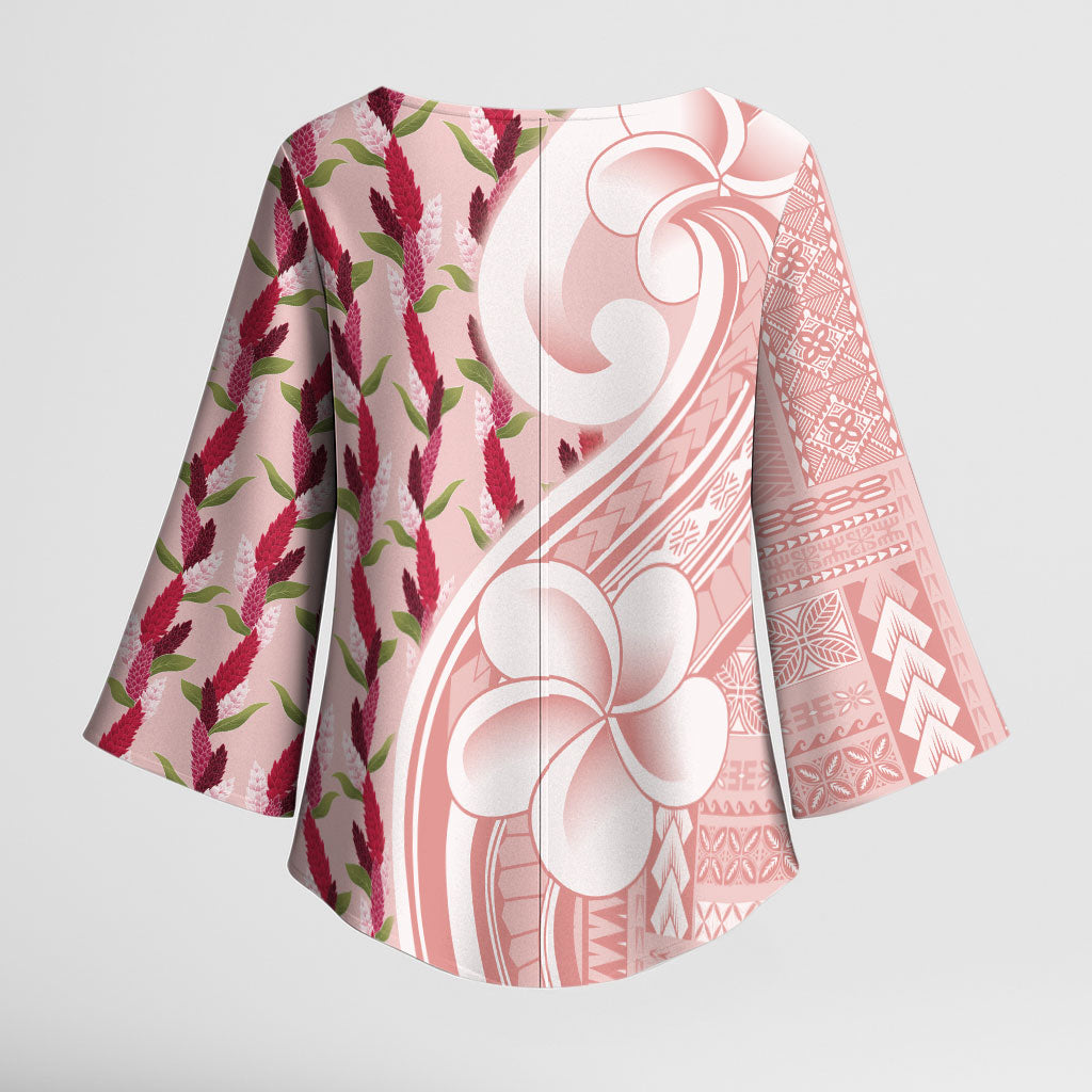Samoa Teuila Kimono Sleeve Blouse Pink Samoan Siapo Motifs LT05 - Polynesian Pride
