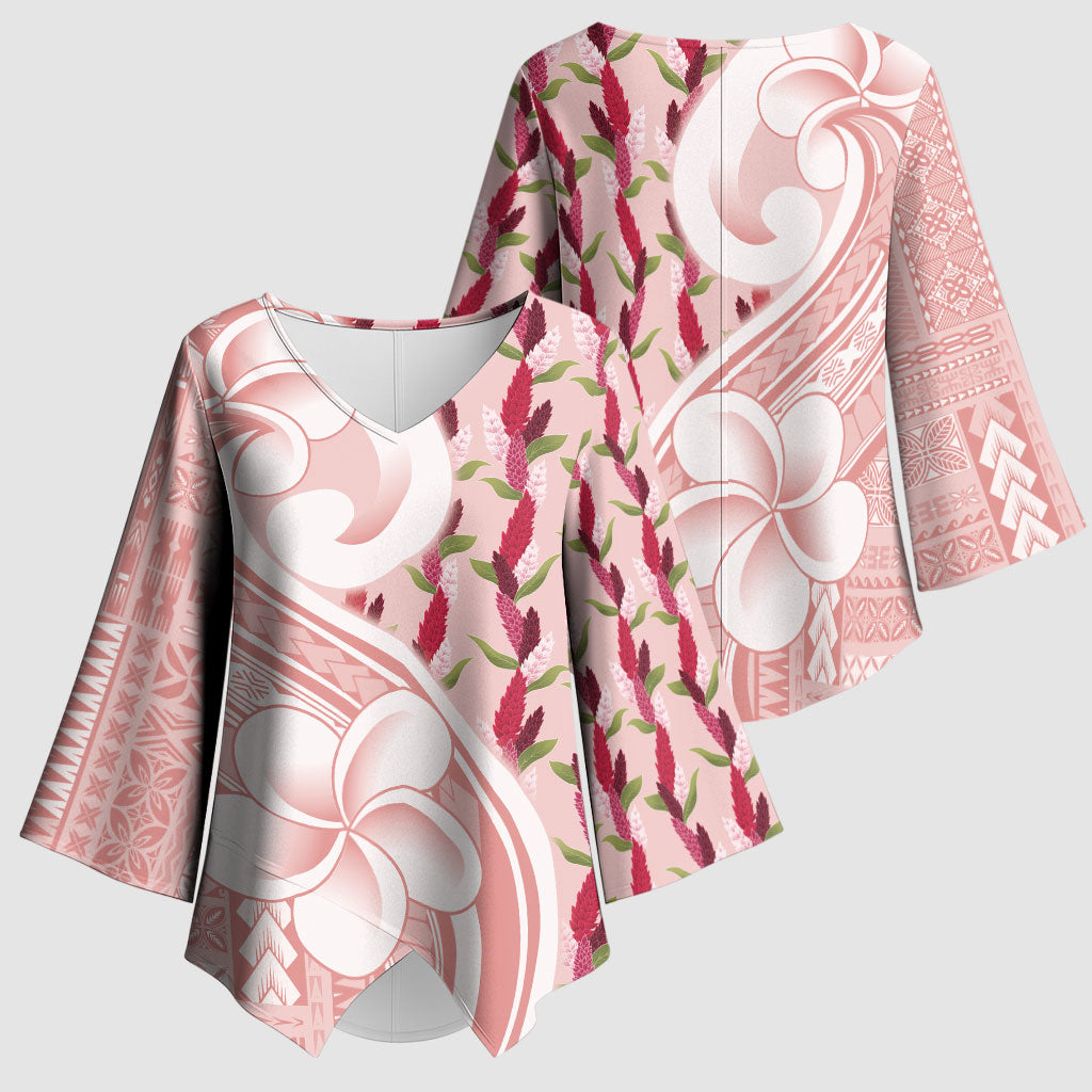 Samoa Teuila Kimono Sleeve Blouse Pink Samoan Siapo Motifs LT05 - Polynesian Pride