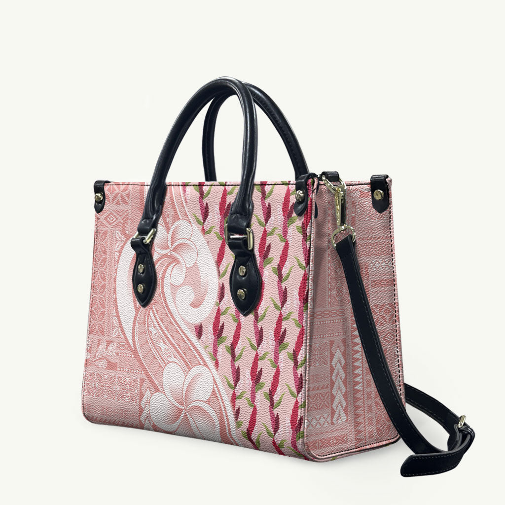 Samoa Teuila Leather Bag Pink Samoan Siapo Motifs LT05 Pink - Polynesian Pride