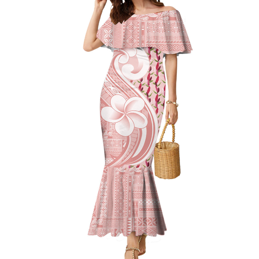 Samoa Teuila Mermaid Dress Pink Samoan Siapo Motifs LT05 Women Pink - Polynesian Pride