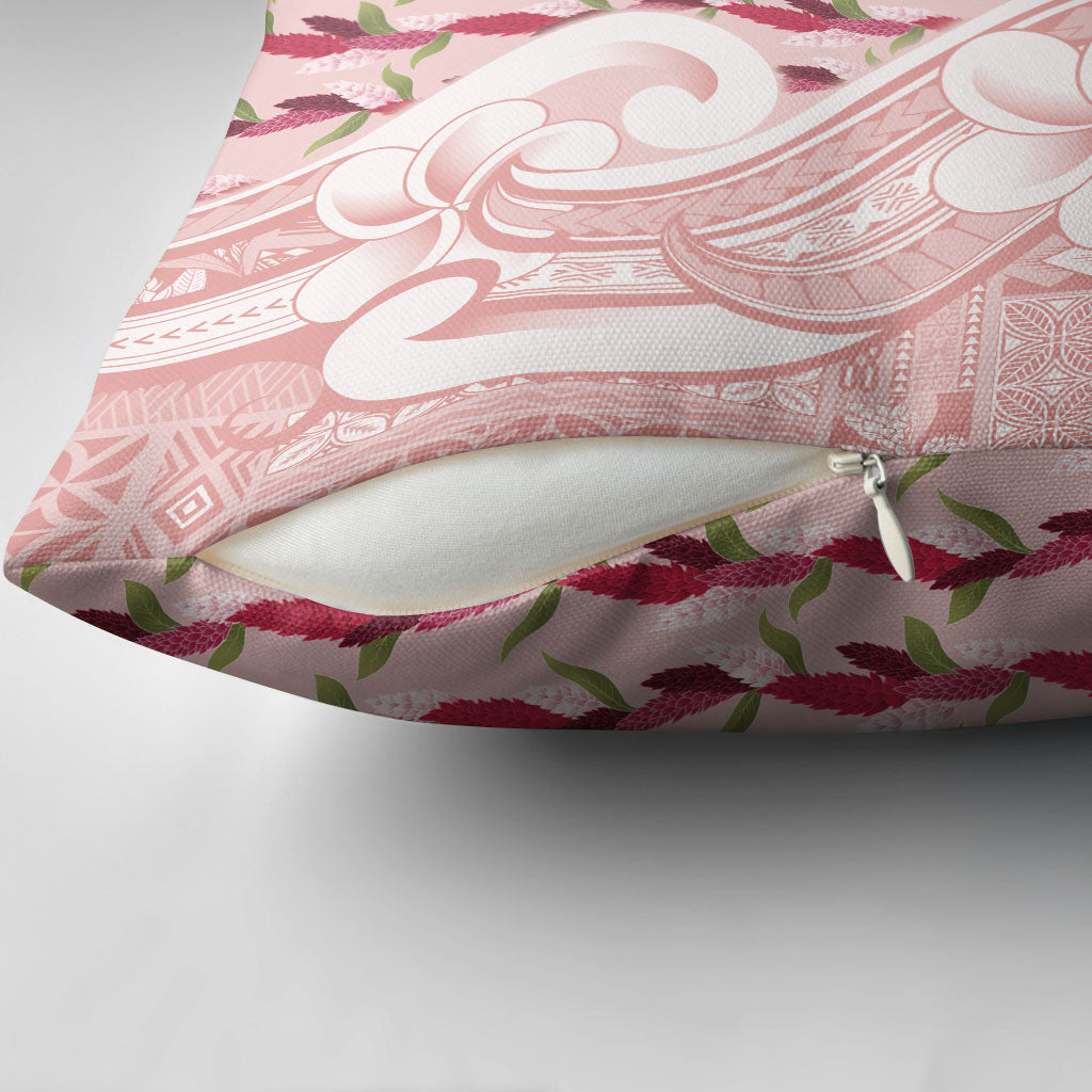 Samoa Teuila Pillow Cover Pink Samoan Siapo Motifs LT05 - Polynesian Pride