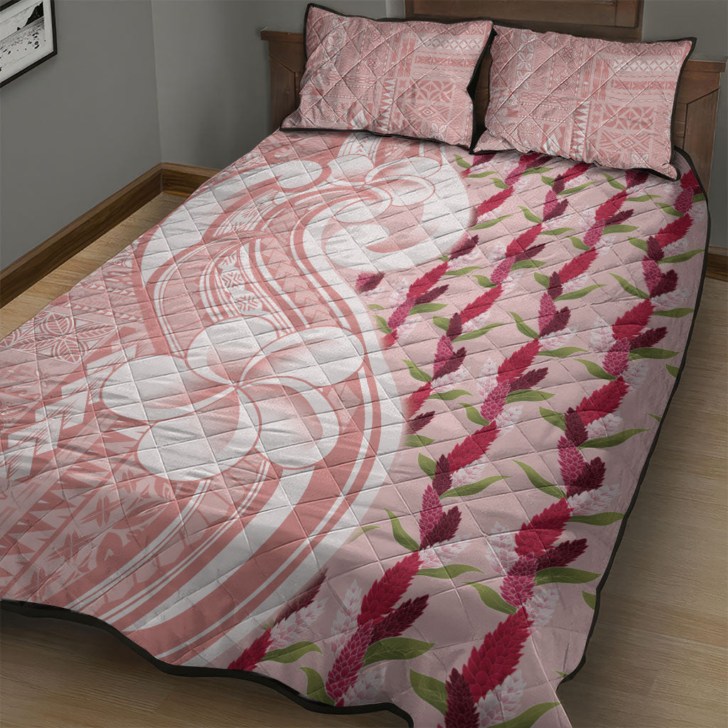 Samoa Teuila Quilt Bed Set Pink Samoan Siapo Motifs LT05 - Polynesian Pride