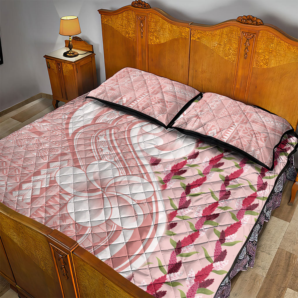 Samoa Teuila Quilt Bed Set Pink Samoan Siapo Motifs LT05 - Polynesian Pride