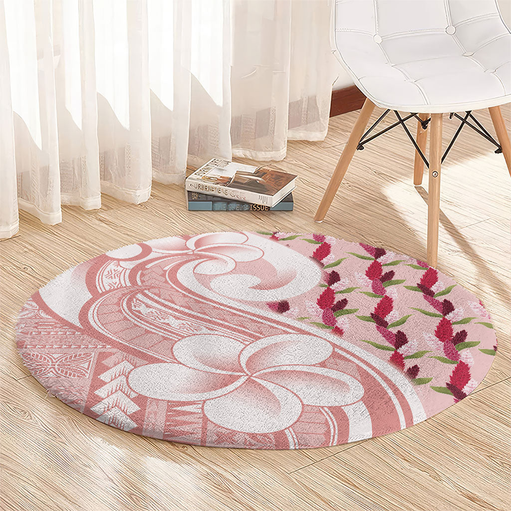 Samoa Teuila Round Carpet Pink Samoan Siapo Motifs LT05 - Polynesian Pride