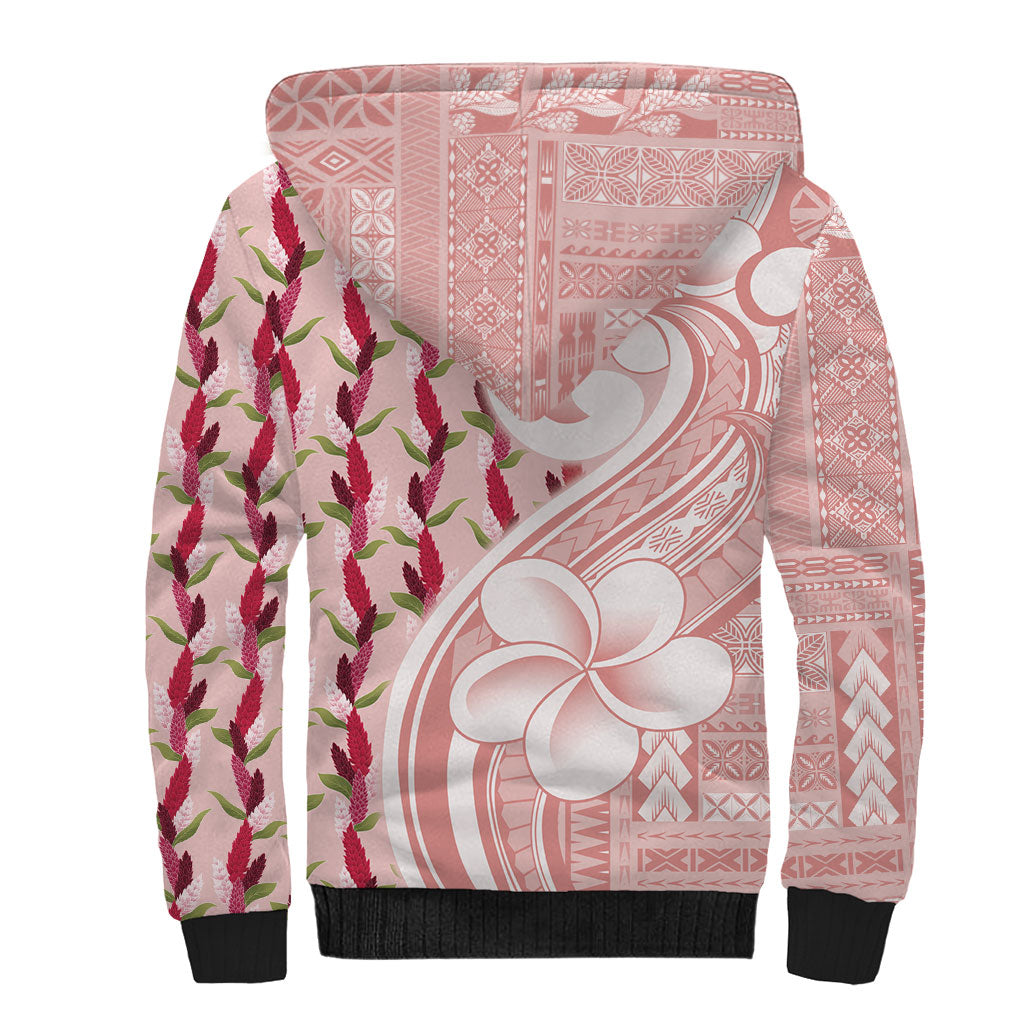 Samoa Teuila Sherpa Hoodie Pink Samoan Siapo Motifs LT05 - Polynesian Pride