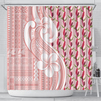 Samoa Teuila Shower Curtain Pink Samoan Siapo Motifs LT05 - Polynesian Pride