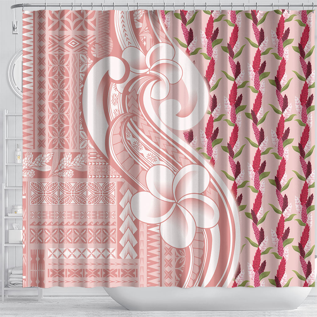 Samoa Teuila Shower Curtain Pink Samoan Siapo Motifs LT05 - Polynesian Pride