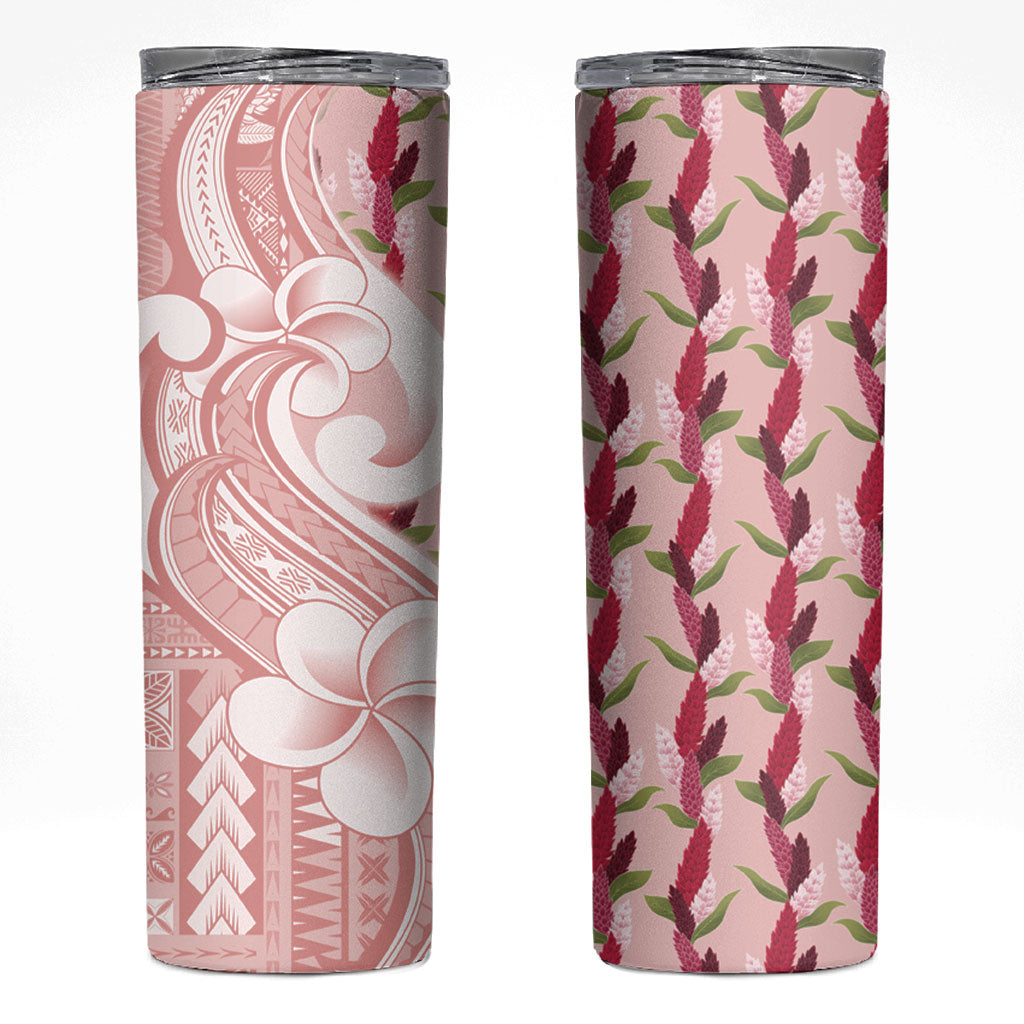 Samoa Teuila Skinny Tumbler Pink Samoan Siapo Motifs LT05 Pink - Polynesian Pride