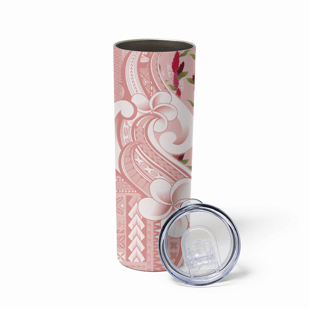 Samoa Teuila Skinny Tumbler Pink Samoan Siapo Motifs LT05 - Polynesian Pride