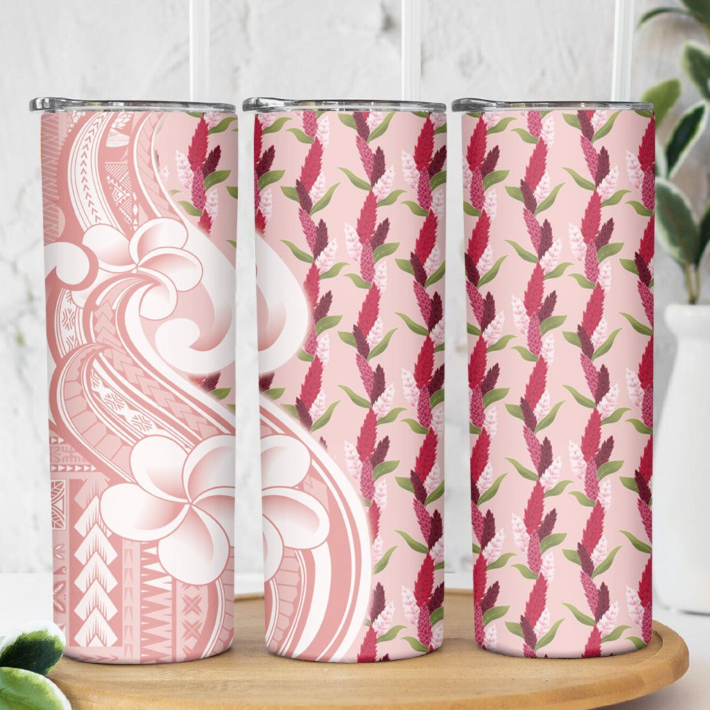 Samoa Teuila Skinny Tumbler Pink Samoan Siapo Motifs LT05 - Polynesian Pride