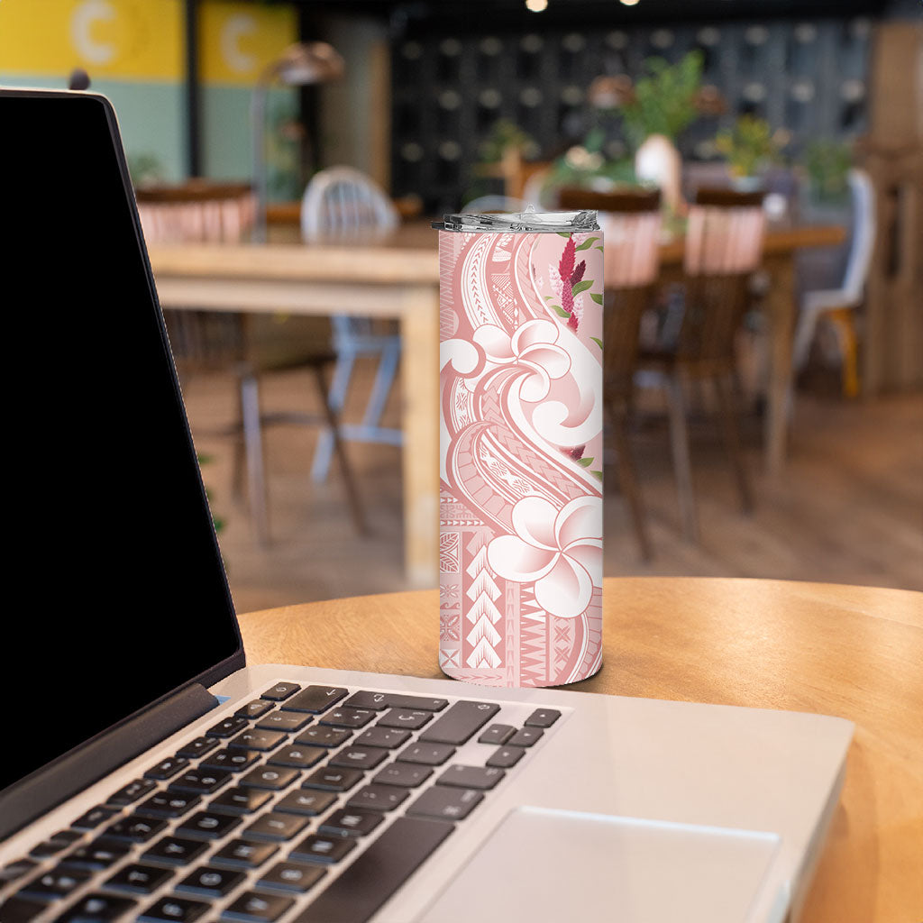Samoa Teuila Skinny Tumbler Pink Samoan Siapo Motifs LT05 - Polynesian Pride