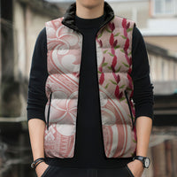 Samoa Teuila Sleeveless Puffer Jacket Pink Samoan Siapo Motifs LT05 - Polynesian Pride