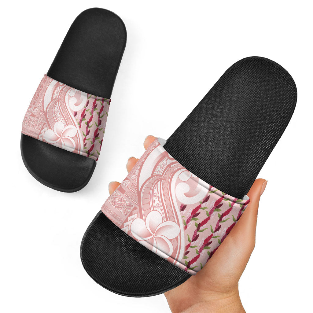 Samoa Teuila Slide Sandals Pink Samoan Siapo Motifs LT05 - Polynesian Pride
