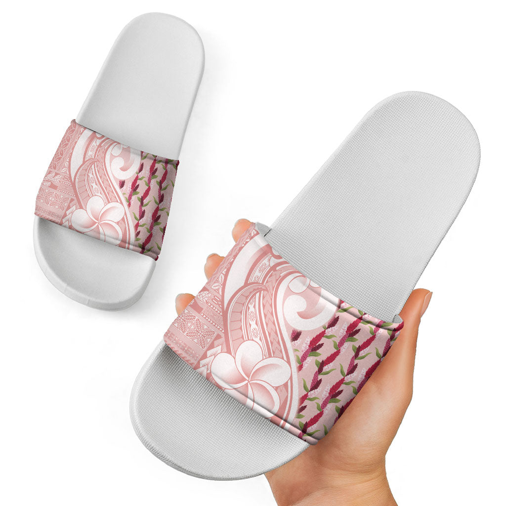 Samoa Teuila Slide Sandals Pink Samoan Siapo Motifs LT05 - Polynesian Pride