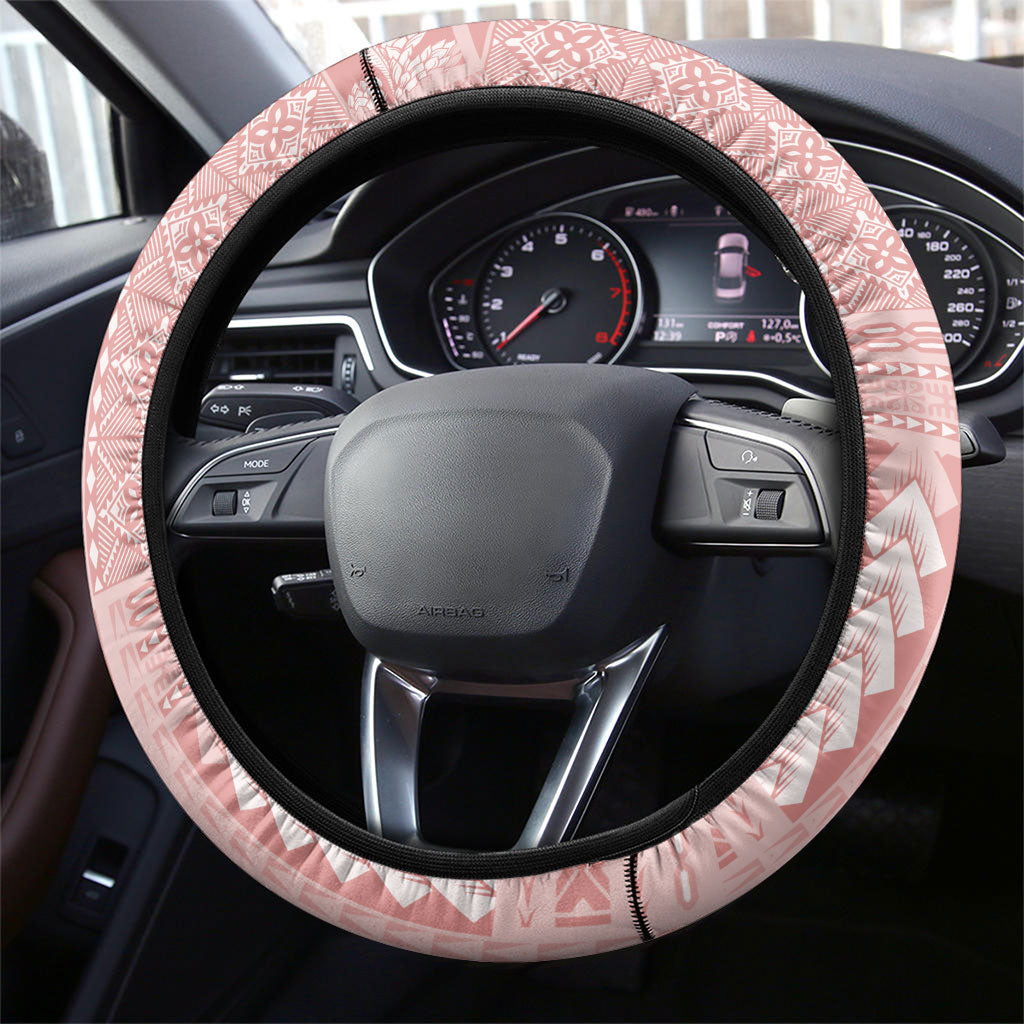 Samoa Teuila Steering Wheel Cover Pink Samoan Siapo Motifs LT05 - Polynesian Pride